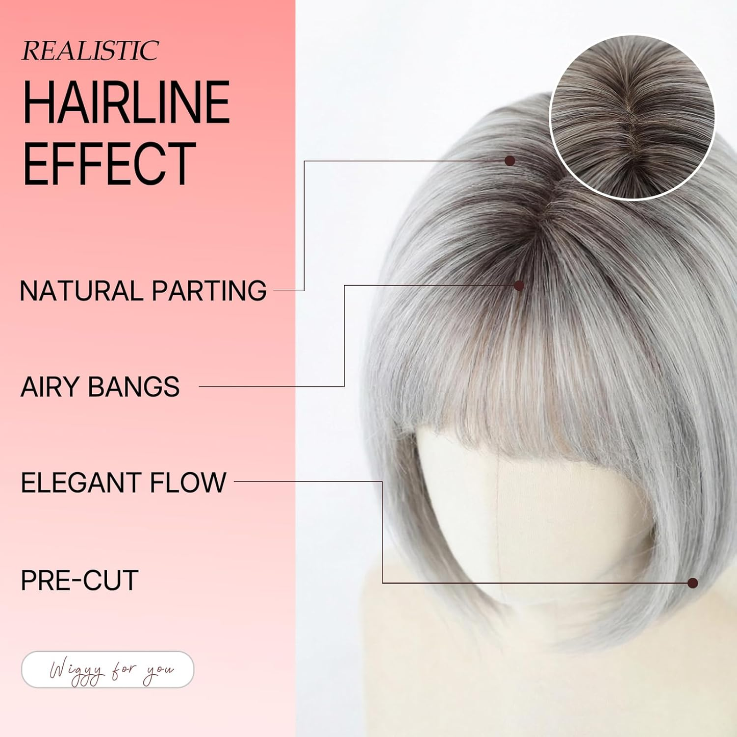 Perla - Wigyy Cutest Grey Bob Elegant Wig with Bang
