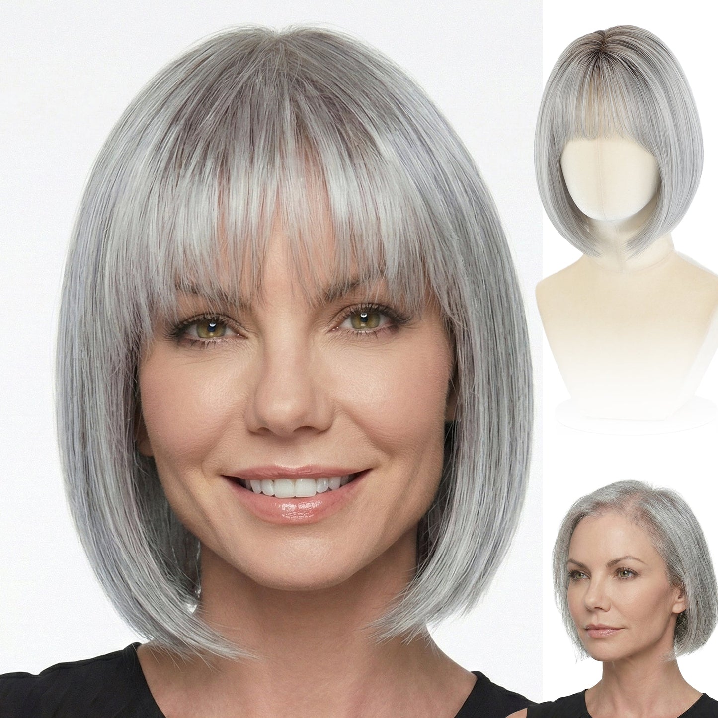 Perla - Wigyy Brown Black Bob Elegant Wig with Bang