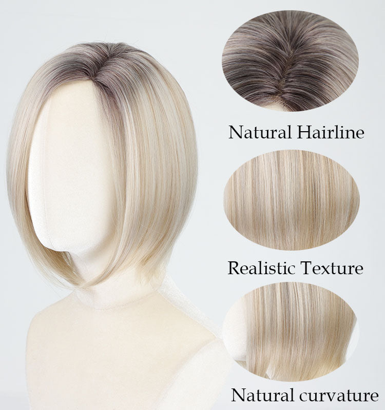 Estelle - Wigyy Mono-Front Blonde Highlighted Lightweight Breathable Bob