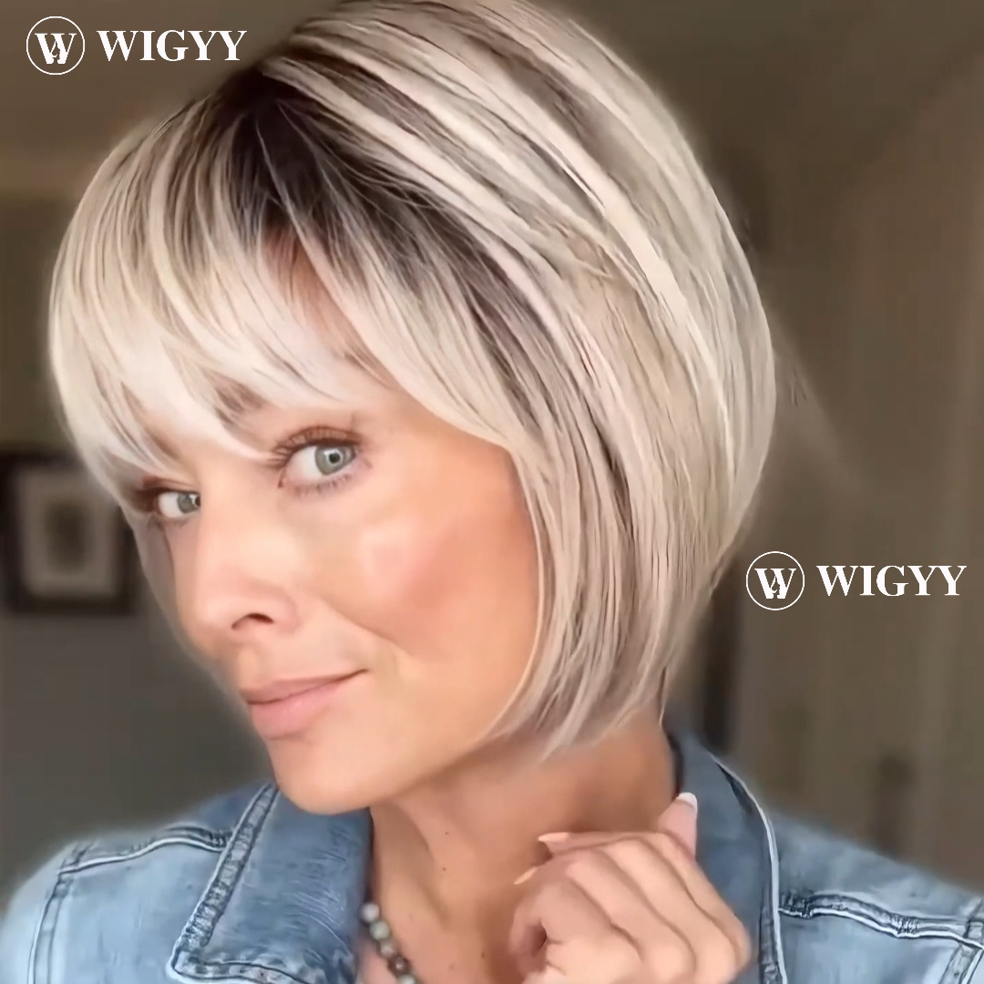 Perla - Wigyy Blonde Bob Elegant Wig with Bang