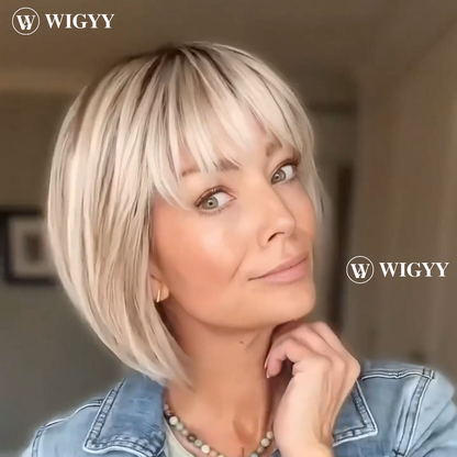Perla - Wigyy Blonde Bob Elegant Wig with Bang
