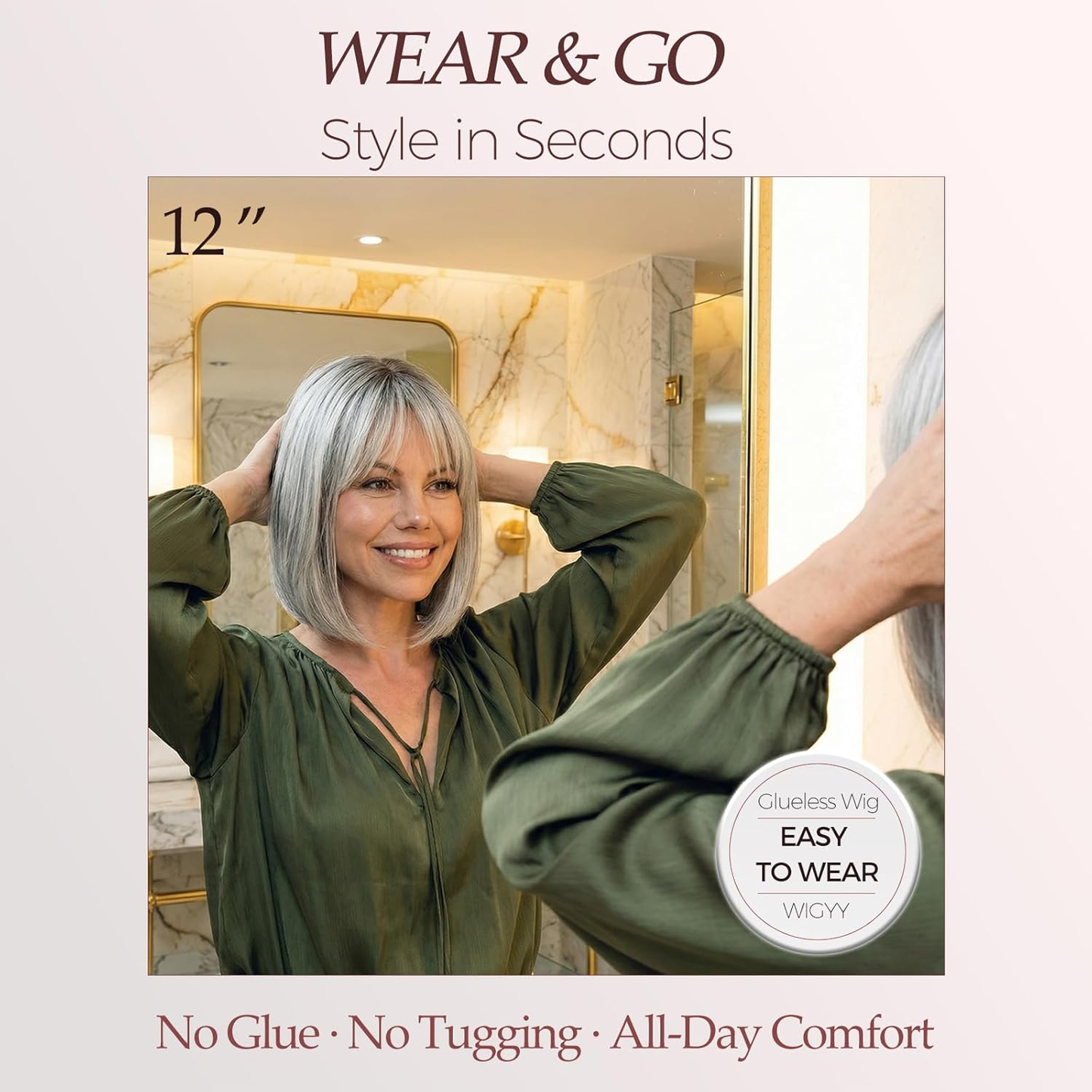 Perla - Wigyy Cutest Grey Bob Elegant Wig with Bang