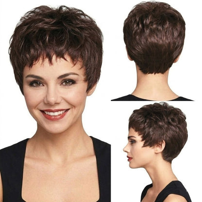 Seraphina - Chic Textured Pixie with Tapered Nape - Dark Espresso Brown