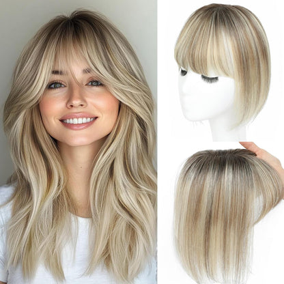 🔥 NEW ARRIVAL SALE-Human Hair Topper with Bangs | Hair Piece for Thinning Hair