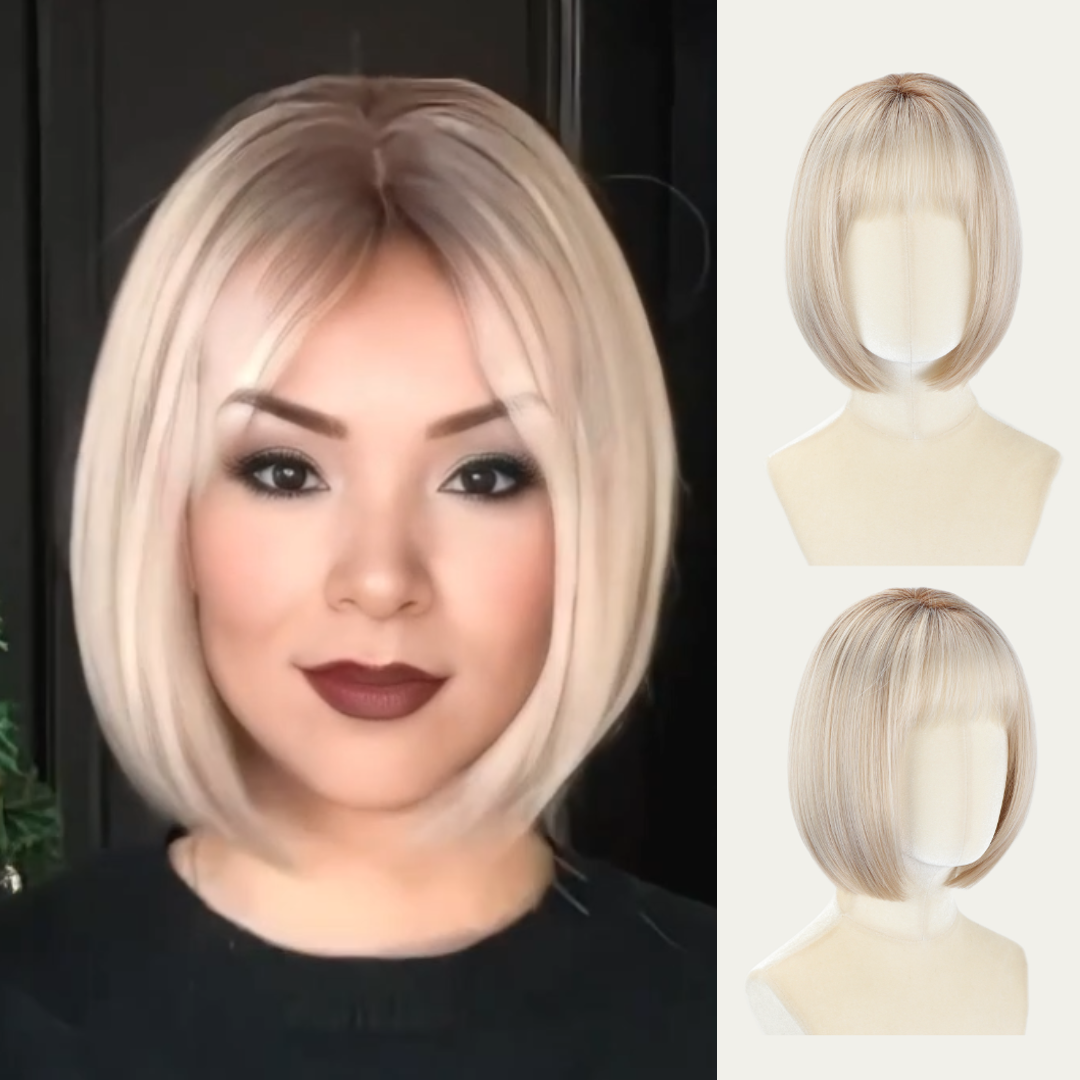 Perla - Wigyy Cutest Grey Bob Elegant Wig with Bang