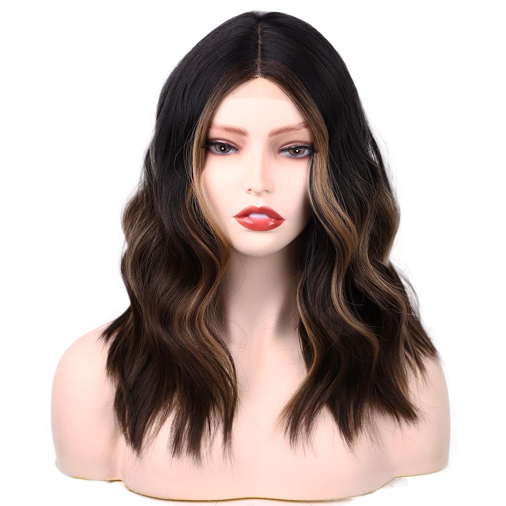 Wavy Brown Blonde Bob Mini Lace Front Wig