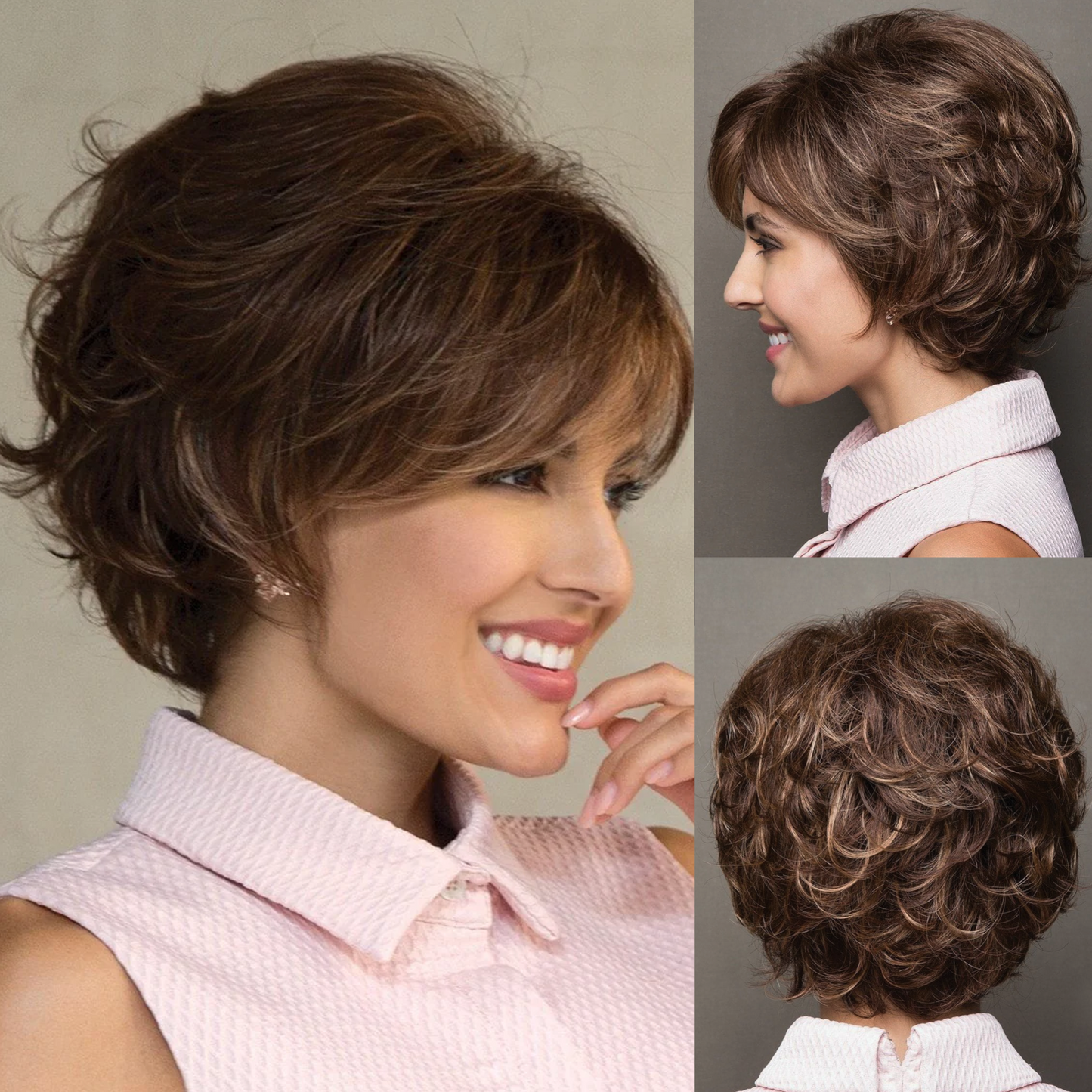 Hilda - Brown Highlight Short Pixie Wigs