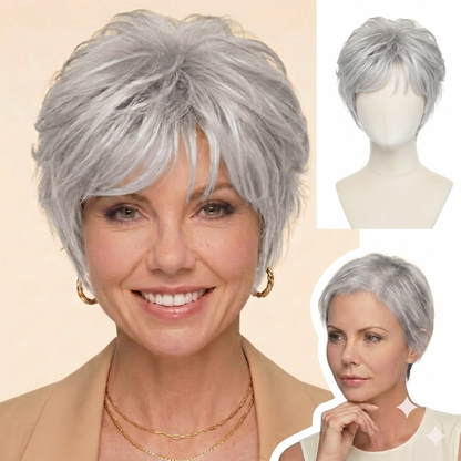Aria - Short  Highlighted Breathable Elegant Wigs for White Women