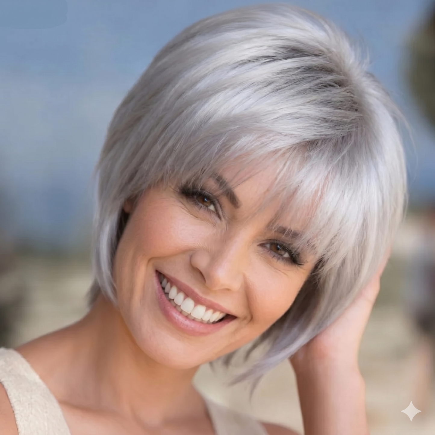 Alma - Short Grey Daily Use Wigs for Women