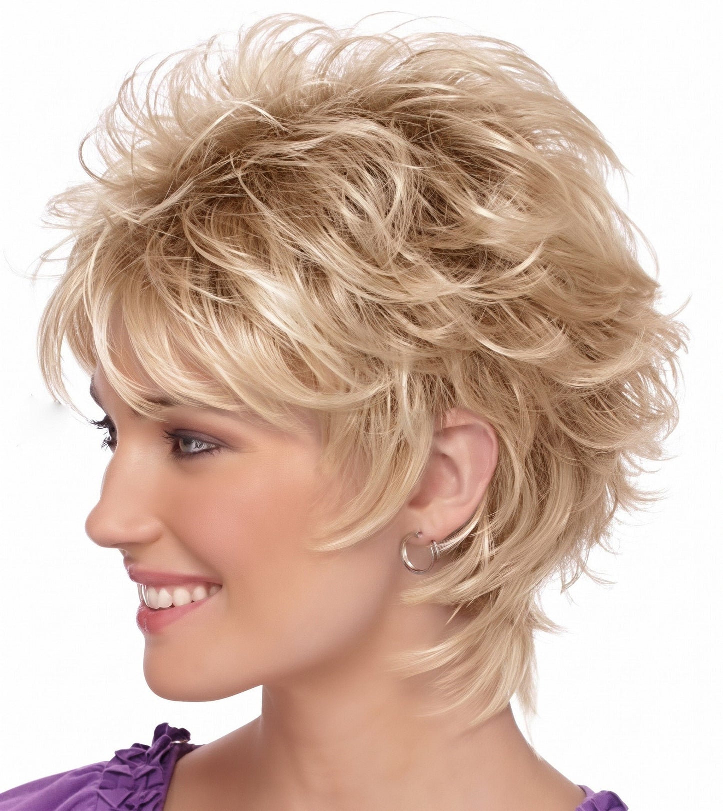 Harriet - Short  Blonde Pixie Cut Wigs for White Women Dark Brown Ombre Blonde