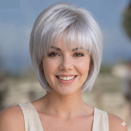 Alma - Short Platinum Blonde Daily Use Wigs for Women