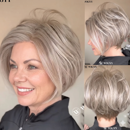 Raven - Wigyy Straight Grey Elegant Bob Wig