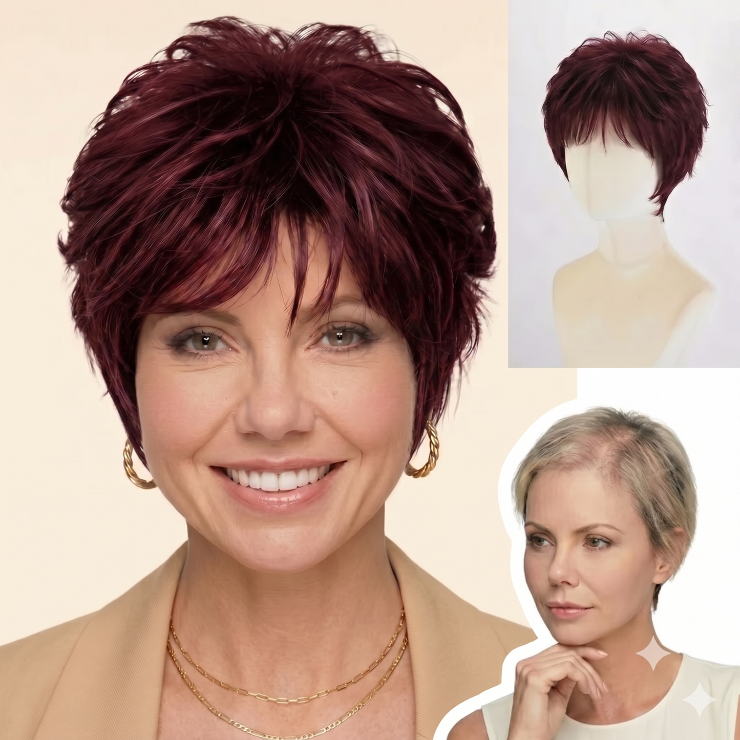 Aria - Short  Highlighted Elegant Wigs for White Women