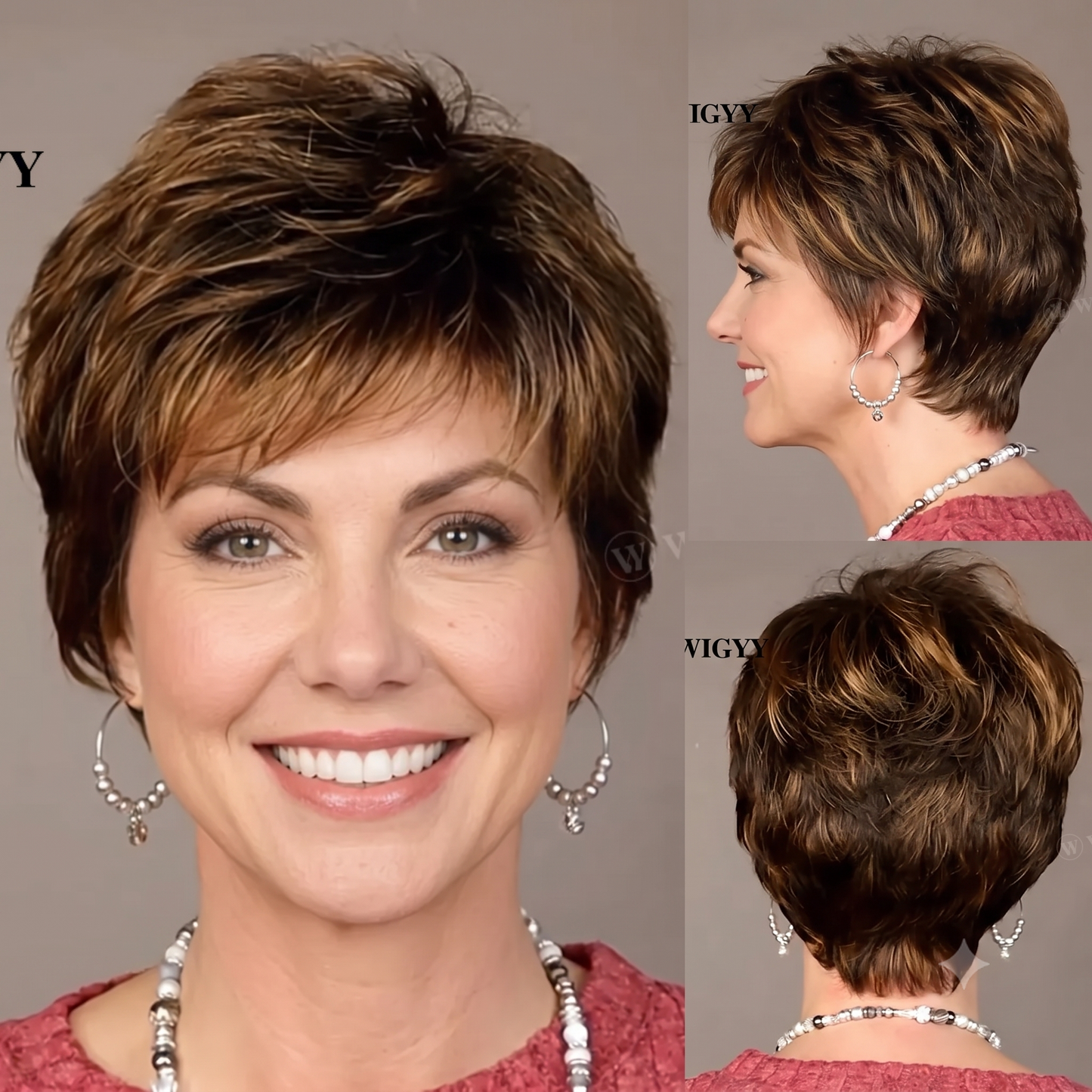 Gertrude - Wigyy Daily Use Grey Pixel Cut Elegant Wig