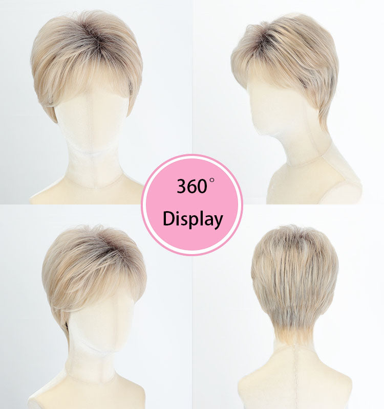 Tamsin - Short Ombre Blonde Daily Use Pixie Cut Wigs