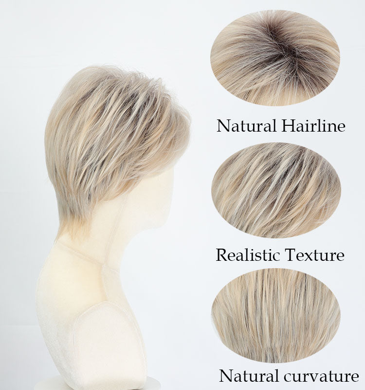 Tamsin - Short Ombre Blonde Daily Use Pixie Cut Wigs