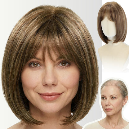 Perla - Wigyy Brown Black Bob Elegant Wig with Bang