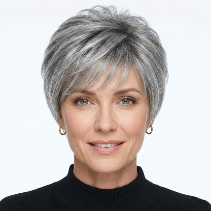 Tamsin - Natural Layered Pixie with Wispy Fringe - Rich Auburn Brown