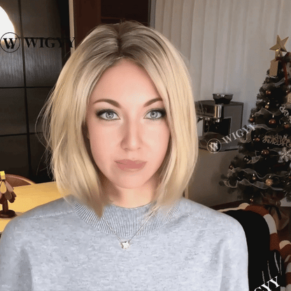 Theodora - Wigyy Daily Use Ash Blonde Layered Bob Wigs